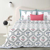 1 Queen Size Bedsheet For Double Bed With 2 Pillow Covers (90 X 108 Inches) Multicolor | Floral Print Designs - Breathable 100% Cotton Bedsheet Comfortable