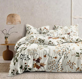 Double Bedsheet For King Size With 2 Matching Pillow Covers - 108 X 108 Inches, White | Glace Cotton Printed Bedsheet Lightweight, Soft & Smooth - Ideal For Home, Guest House