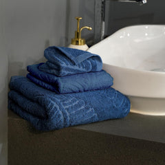 Musa Banana Terry Towel 900 Gsm 1 Bath, 1 Hand & 1 Face Towels With Free Bag 900 Gsm | Terry Towels For Bath Large Size (Midnight Blue) -Set Of 3
