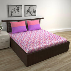 Cotton Double Bedsheet With 2 Pillow Covers - 87 X 100 Inches, Purple & Pink | Smooth & Comfortable For Daily Use - All Weather Coziness & Bedroom Style