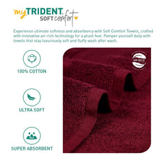Trident Soft Comfort Air Rich 100% Cotton Bath Towels 500 Gsm | Large Size Bathroom Towels For Men/Women, 2 Pcs (Red Wine)