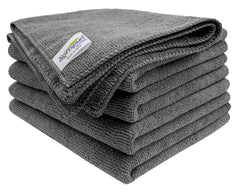 Softspun Microfiber Cleaning Cloths Towel Set 340 Gsm | Super Soft Absorbent Cleaning Towels Cleans & Polishes Everything In Your Home Pack Of 5 (Grey)