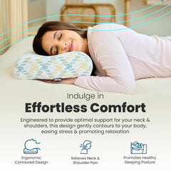 Cervical Pillow, Ventilated Cooling Gel Memory Foam Pillow, Mustard & Grey - Medium Size | Orthopedic Pillow Neck Support Pillow For Sleeping, Neck & Shoulder Pain, Long Lasting - Pack Of 1