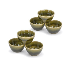 Ceramic Veg Bowls Set Of 6 For Dinner - 220ml Each, Mehndi Ombre | Katori Set - Ceramic Bowls Set | Dessert Bowl Set With Glossy Finish - Ice Cream Bowls