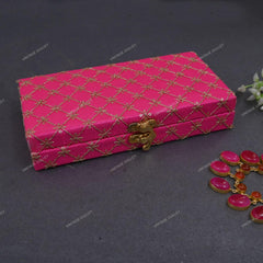 Zari Fabric & Wooden Decorative Cash, Shagun, Jewellery Box For Wedding, Gift Box, Colour - Pink, Style - Elegant