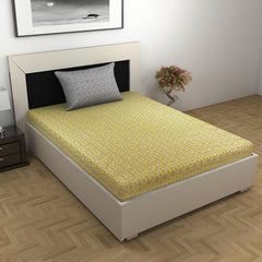 100% Cotton Single Bedsheet With 1 Matching Pillow Covers - 57 X 87 Inches, Grey & Green | All Weather Comfort & Bedroom - Softness & Natural Breathability