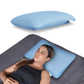 Premium Pillow For Sleeping, Shredded Memory Foam Pillow, Blue, Standard Size - 27 X 17 Inch | For Side, Back, Stomach Sleepers | Washable, Blue Jacquard Cover, Neck Support - Pack Of 1