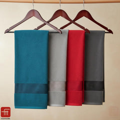 Fash Home International 100% Cotton Bath Towel 2 Kg | Highly Absorbent Super Luxury Large Couple Bath Towel Set (Grey, Beige, Teal & Red) - Pack Of 4