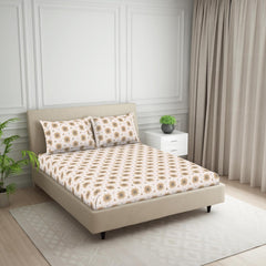 King Size Double Bedsheet 2 Matching Pillow Cover - 108 X 108 Inches, Light Brown | Durable & Long Lasting Wrinkle Resistant Fabric - All Season Comfort