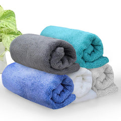 Heelium Bamboo Hand Towel 1000 Gsm | Ultra Absorbent & Anti-Bacterial | 3x Softer Than Cotton Towels (Light Grey, Grey, Teal, White, Iris) - Pack Of 5