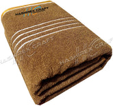 Hashirex Craft Men'S Pure Xxxl Cotton Bath Towel 650 Gsm (Brown & Gold)