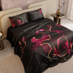 King Size Bedsheet With 2 Pillow Covers - 90 X 100 Inches, Black | Breathable & All-Season | Skin & Hair, Fade & Wrinkle Resistant