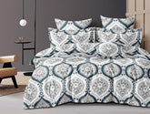 Printed Double Bedsheet For Super King Size With 2 Matching Pillow Covers - 108 X 108 Inches, Grey & White | 300 Thread Count Skin Friendly & Luxuriously Smooth To Touch Bedsheet