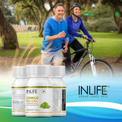 Inlife Ginkgo Biloba Extract Capsules 120mg, Herbal Supplement, Memory Support | 60 Veg Capsules 50gm 0.1lbs