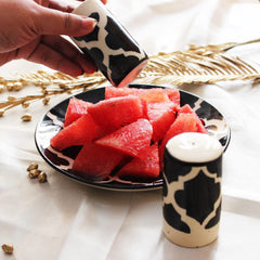 Black Moroccan Ceramic Salt & Pepper Shaker Set For Kitchen & Dining Table | 1 Salt Shaker + 1 Pepper Shaker - 2 Pieces, 80ml Each