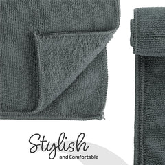 Kuber Industries Super Absorbent & Reusable Microfibre Face Towel 1300 Gsm (Plain Ash Grey) - Pack Of 12