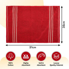 Kuber Industries Cotton Face Towel 1200 Gsm | Workout Gym Napkins Hand Towel For Men & Woman Quick-Drying Napkins -Red (Pack Of 6)