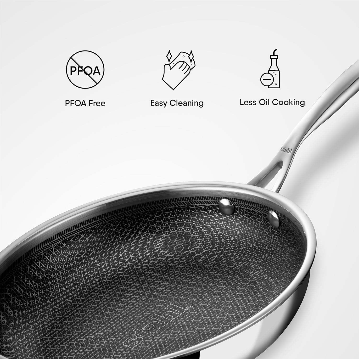 Artisan Hybrid Stainless Steel Triply Frying Pan With Lid - Non Stick, Induction Base Fry Pan | 1.8 Liters, 24 Cm Artisan Hybrid Stainless Steel Triply Frying Pan With Lid - Non Stick, Induction Base Fry Pan | 1.8 Liters, 24 Cm