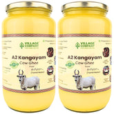 Premium A2 Kangayam Cow Ghee By Village Company | Rich In Nutrients Calcium & Iron Pure Healthy Desi Cow Ghee Good For Glowing Skin | 2 Litre (1 Litr * 2) 67.6 Ounce | Jar Pack