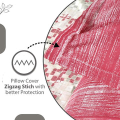 100% Pure Cotton Double Bedsheet For Queen With 2 Pillow Covers - 87 X 100 Inches, Red & Grey | Soft & Durable For Everyday Use & Bedroom - All Season Comfort