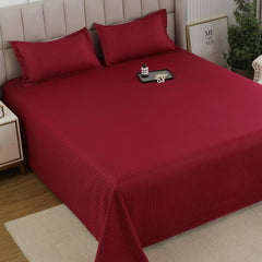 Cotton Satin King Size Bedsheet With 2 Pillow Covers - 108 X 108 Inches, Maroon | Super Soft, Durable & Elegant Solid Design For Bedroom Decor