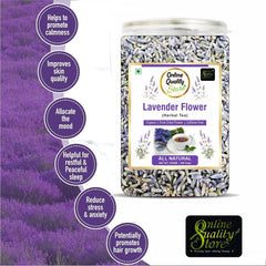 Online Quality Store Lavender Flower Herbal Tea - 100gm, 3.5 Ounce, 100 Cups | Organic Pure Dried Flower Iced Tea - Improves Skin Quality | Caffeine Free