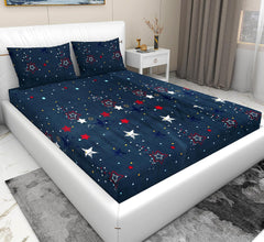 2 Bedsheets For King Size Bed With 4 Pillow Covers - 100 X 108 Inches, Navy Blue & Pink | Ideal For Hotel, House, Guest House