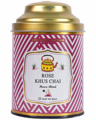 San-Cha Rose Khus Chai House Blend - 25 Silky Tea Bags | Royal Famous Masala Chai Blend - 100% Biodegradable Tea Bags | Plastic Free Tea Bags, Medium Caffeine