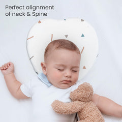 Memory Foam Head Shaper Baby Pillow For New Born 0-12 Months, White - 23 X 23 X 4 Cm | Baby Head Corrector Pillow To Prevent Flat Head Syndrome | Cherry Shape - Baby Pillow