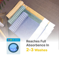 Indihaus Cotton Bath Towels 460 Gsm | Absorbent Large Size Quick Dry Gym Travel & Bath Towel (Orange & Blue)- Set Of 2