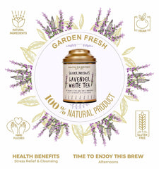 San-Cha Silver Needles Lavender White Tea - 75gm, 2.6 Ounce | Stress Relief & Cleansing, Supports Calmness - Low Caffeine, Richest In Antioxidants