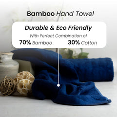 Mush Bamboo Hand Towels 600 Gsm | 100% Bamboo Gym Towel For Men & Women Workout Ultra Soft, Absorbent & Quick Dry Towel (Navy Blue)- Set Of 2