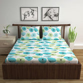 Super Soft 100% Cotton Bedsheet For Queen Size With 2 Pillow Covers | 87 X 100 Inches, White & Aqua - Perfect For Home Decor & Gifts | 144 Thread Count