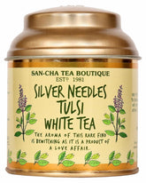 San-Cha Silver Needles Tulsi White Tea - 25gm, 0.8 Ounce | Supports Improved Immunity - Low Caffeine, Richest In Antioxidants