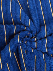 Spaces 100% Cotton Bath Towel 575 Gsm | Ribbed Texture High Absorbency High Loft Cotton Bath Towels (Dark Blue)