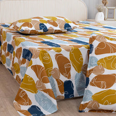 Cotton Flat Bedsheet With Two Pillow Covers | Soft & Breathable Bedsheet For Queen Size - 90 X 100 Inches, White & Brown