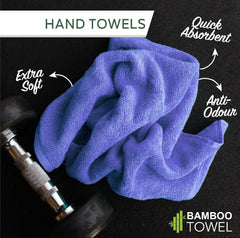 Heelium Bamboo Hand Towel 2400 Gsm | Ultra Absorbent & Anti-Bacterial | 3x Softer Than Cotton Towels (Iris) - Pack Of 12