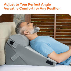 Adjustable Wedge Pillow, Memory Foam Pillow For Head, Back Support, Grey - 22 X 22 X 12 Inch | Wedge Cushion, Acid Reflux, Snoring, Gerd, Leg Elevation, Pregnancy | Comfortable Pillow