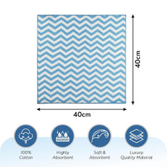 Kuber Industries Super Absorbent & Reusable Microfibre Face Towel 1800 Gsm (Zig Zag Blue) - Pack Of 24