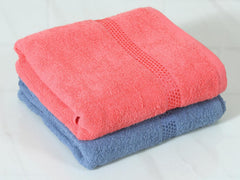 Fash Home International Quick Dry Star Border Bath Towel 1000 Gsm | Soft & Absorbent Solid Bath Towel Lightweight & Skin-Friendly Towel For Everyday Use (2 Pcs) - Deep Blue & Red