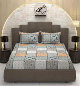 Includes 1 Queen Size Bedsheet With 2 Matching Pillow Covers - 90 X 100 Inches, Grey & White | Ideal For Modern Indian Bedrooms, Guest Rooms, & Everyday Home Use