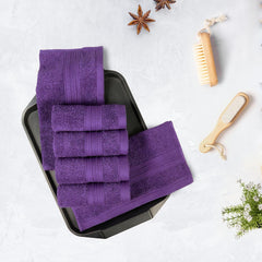 Trident Soft Comfort Air Rich 100% Cotton Face Towel 500 Gsm | Highly Absorbent Towels For Men/Women, 6 Pcs (Plum)