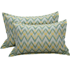 Double Bedsheet For King Size With 2 Pillow Covers - 108 X 108 Inches, Green & Yellow | Beautiful Print For Luxury Bedsheets