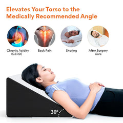 Wedge Pillows, Orthopedic Memory Foam Pillow Back Support For Bed, White - 18 L X 17.5 W X 11 H Inch | Wedge Cushion, For Acid Reflux, Snoring, Gerd, Leg Elevation, Removable Cover