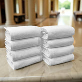 Labham 100% Cotton Hand Towel 1600 Gsm | Ultra-Soft Super Absorbent & Quick Dry Hand Towel (White) - Pack Of 8