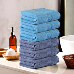 Kuber Industries Soft Cotton Face Towels 1200 Gsm | Easily Washable Towels & Workout Gym Napkins For Men - Dark & Sky Blue (Pack Of 6)