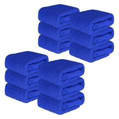 Kuber Industries Super Absorbent & Reusable Microfibre Face Towel 1300 Gsm (Plain Royal Blue) - Pack Of 12