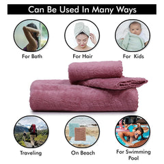 Homecloud Ultra Soft 1 Bath + 1 Face Towel 700 Gsm | 3x Softer Than Cotton Towels Highly Absorbent & Ultra Fast Dry Towel | Set Of 2 (Purple)