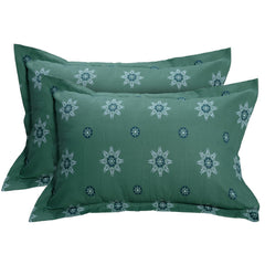 Cotton Elastic Fitted Bedsheet For King Size With 2 Pillow Covers - 72 X 78 Inches, Dark Green & Light Green | Ideal For Guest Room, Hotel Quality | 3 Piece Bed Sheet