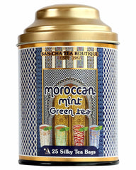 San-Cha Moroccan Mint Green Tea - 25 Silky Tea Bags | Herbal Tea For PCOD & PCOS - Environment Friendly & Made In Corn Fiber | Low Caffeine